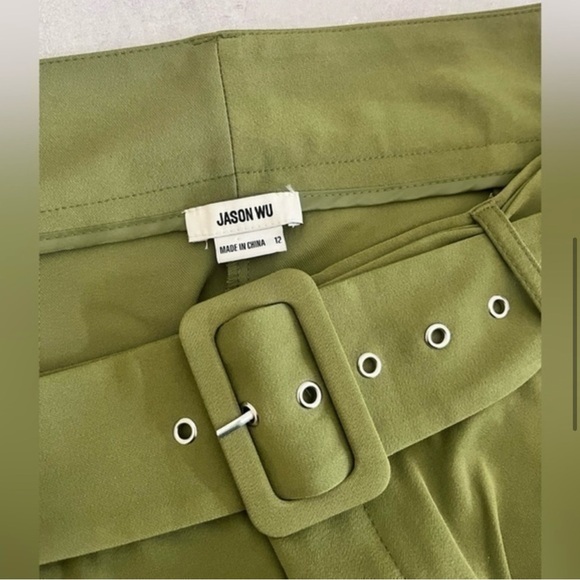 JASON WU | NWOT Green Pleated Waist Belted Pants - Size 12 - Picture 5 of 8